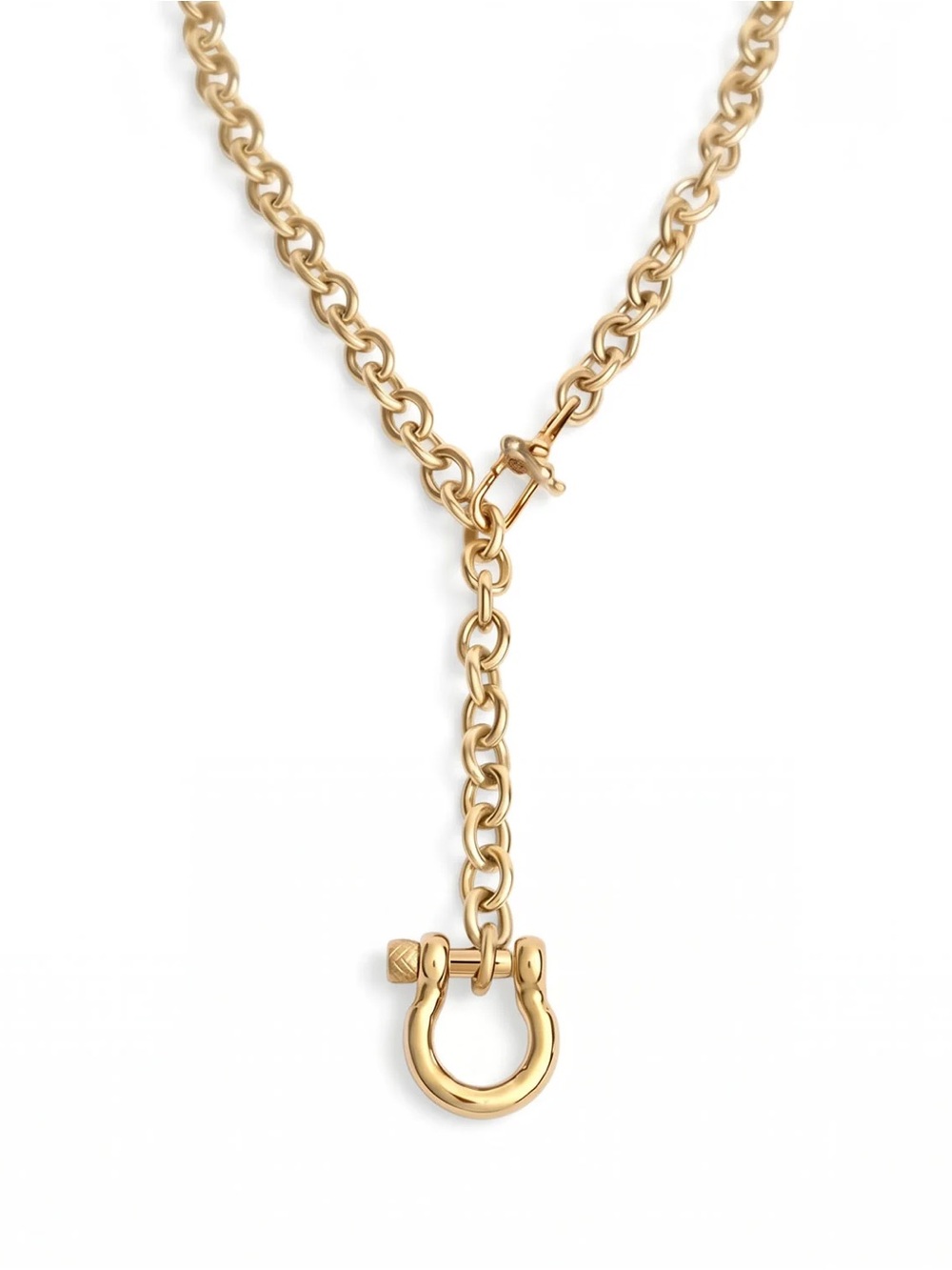 Equestrian Horse Bit 22” 18k Gold PVD Stainless Steel Chain Statement Necklace